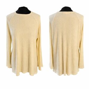 hdywt Cream Ribbed Tencel Lyocell Raglan Long Sleeve Top XS Made in USA